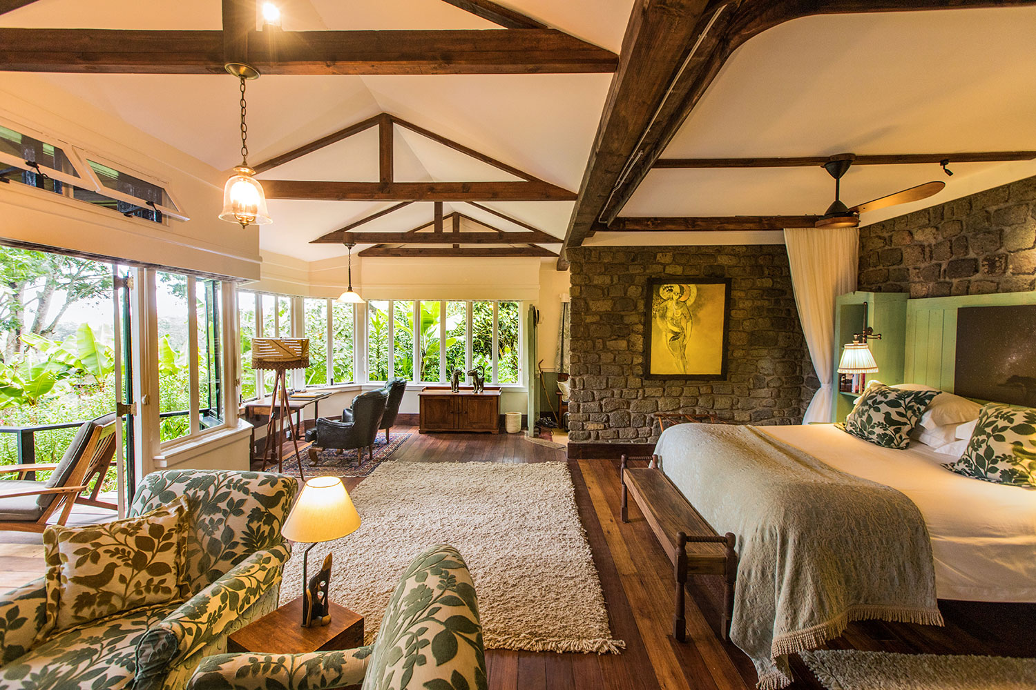 Gibbs Farm cottage interior bedroom living area