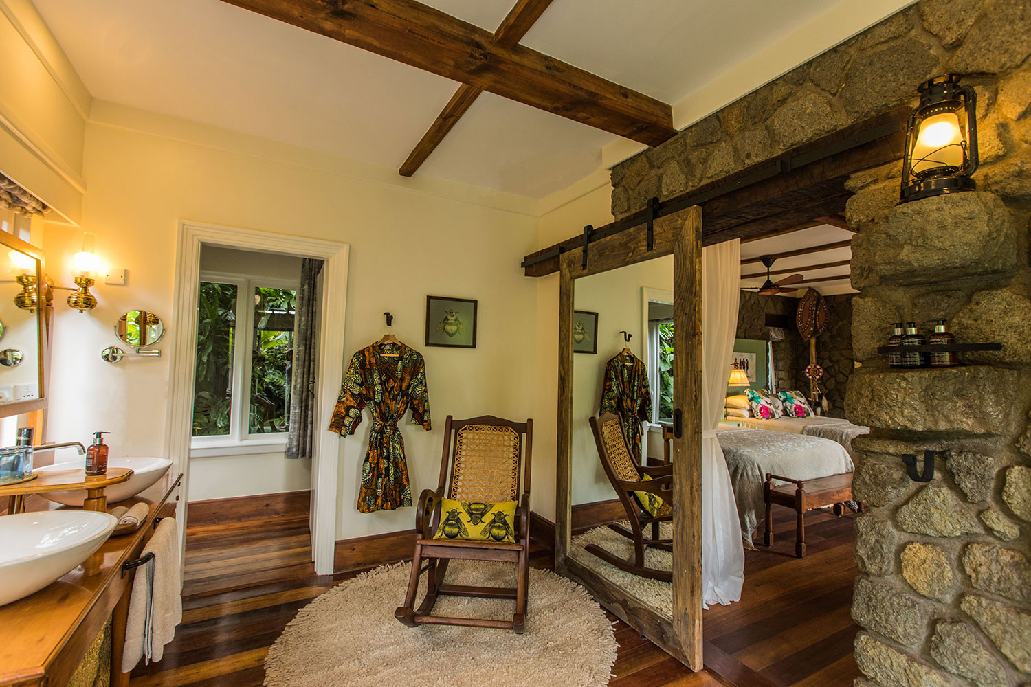 Gibbs Farm cottage interior with bath