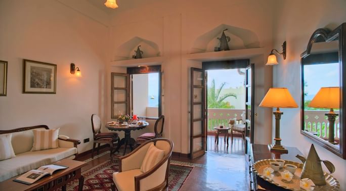presidential suite living room at zanzibar serena hotel