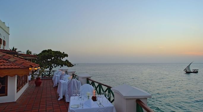 terrace dining at zanzibar serena hotel